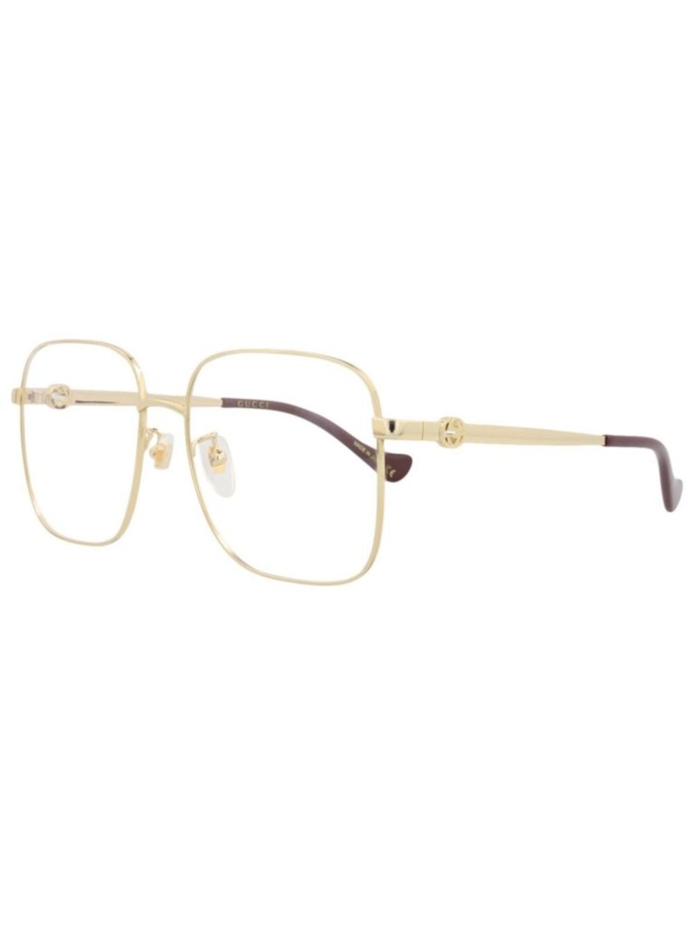 New Gucci Womens Square/Rectangle Gold Gold Transparent Fashion Designer Eyeglas